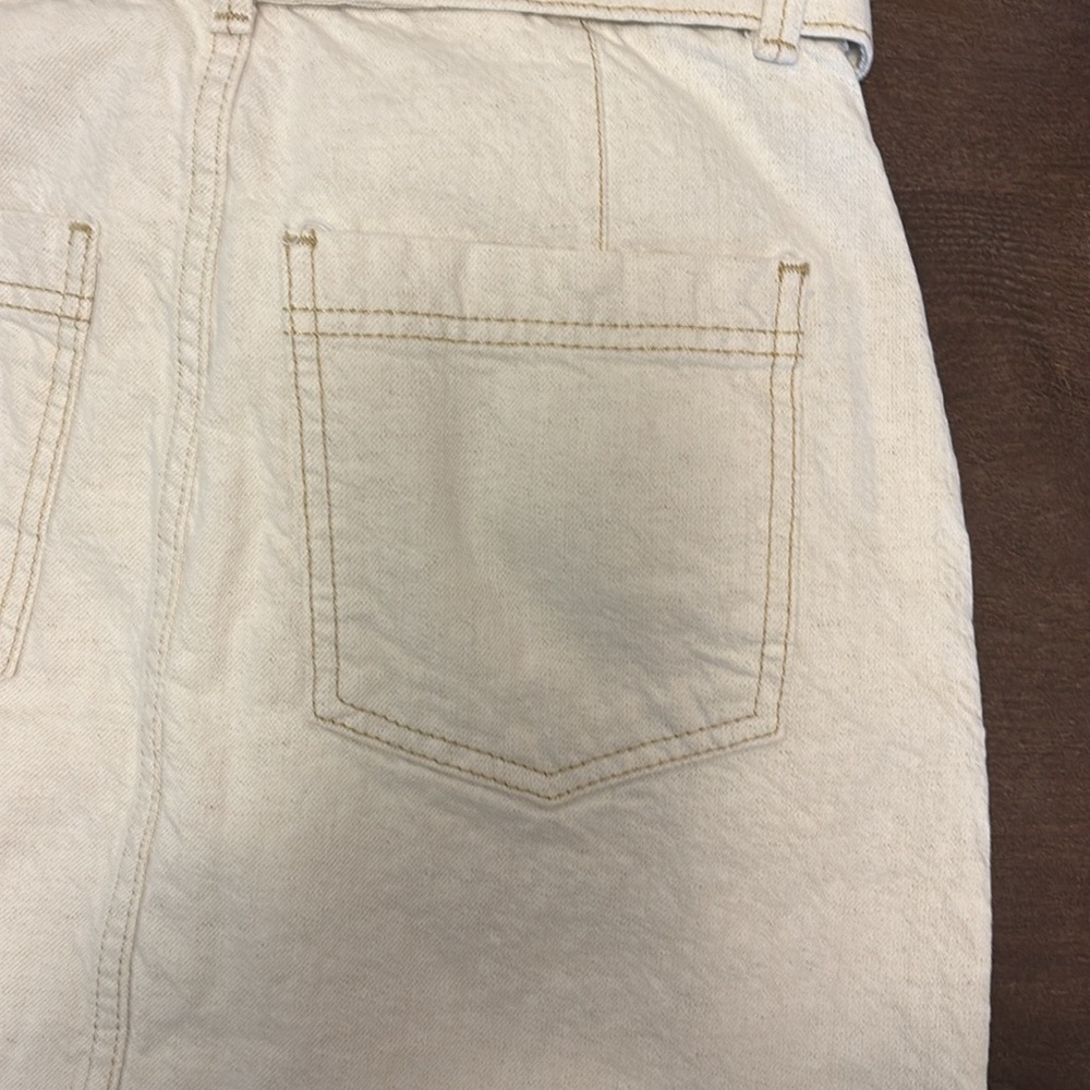 Free People Splendor In the Grass Skirt Paper bag Waist Cream Jean Size 2 - Picture 10 of 11